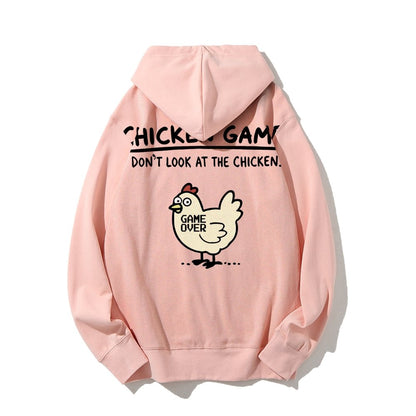 Chicken Game Geeky Printed Back Cotton Hoodie