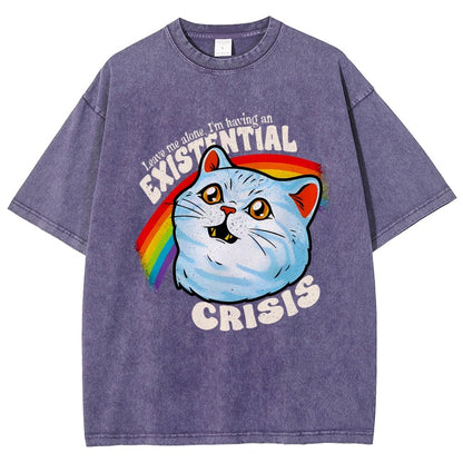 Existential Crisis Cat Vintage Distressed T-shirt