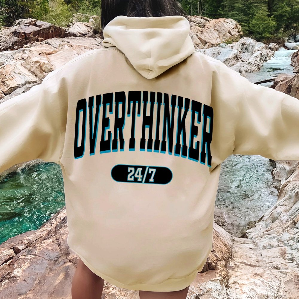 Overthinker All the time Printed Back Cotton Hoodie