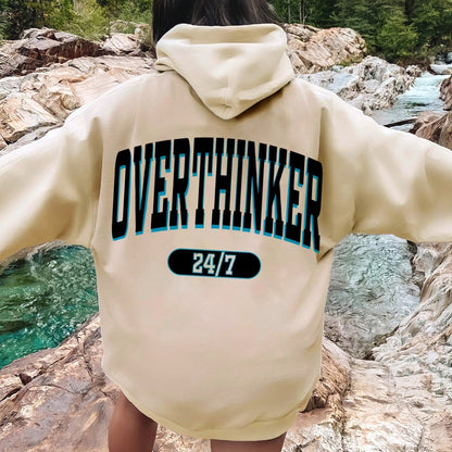 Overthinker All the time Printed Back Cotton Hoodie