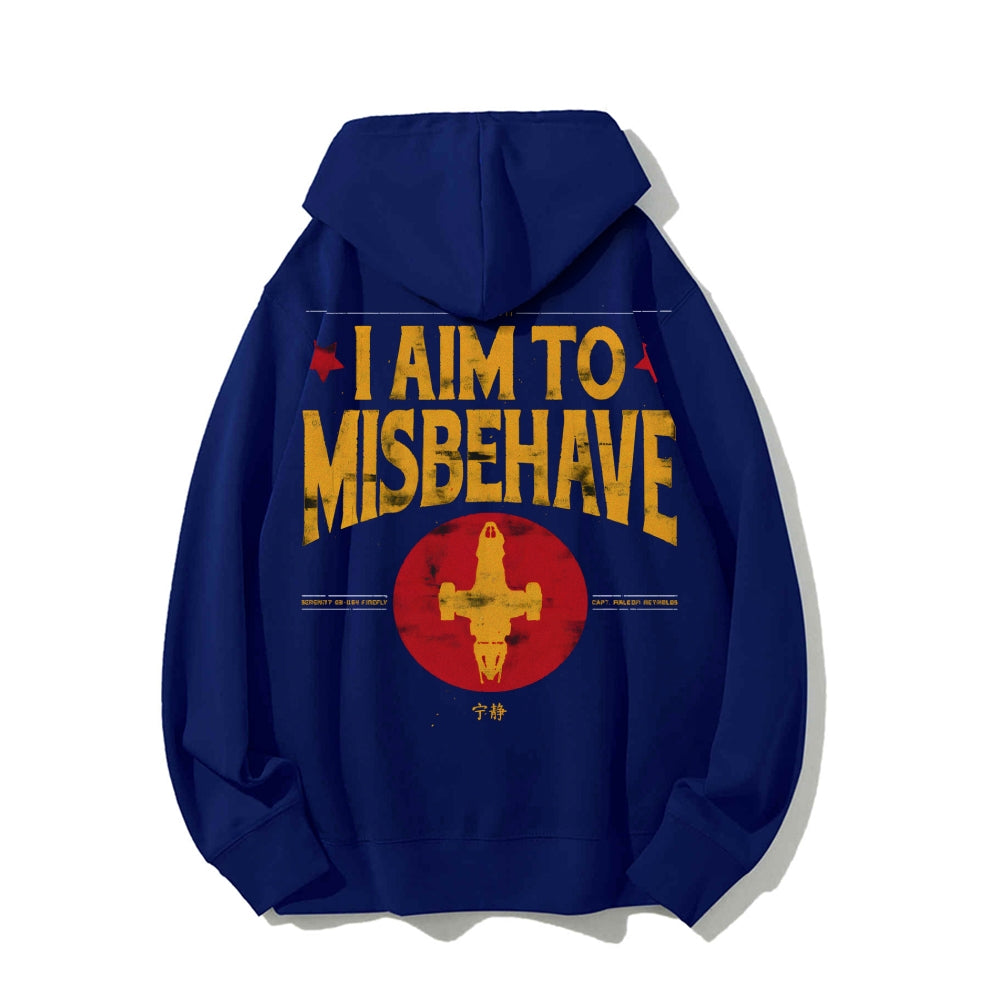 I Aim To Misbehave Geeky Printed Back Cotton Hoodie
