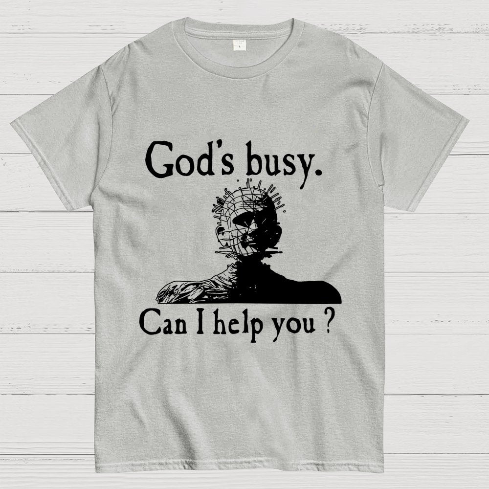 God's Busy Can I Help You? Unisex Geek T-Shirt