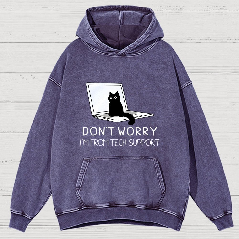 Funny Cat Tech Support  Vintage Distressed Hoodie