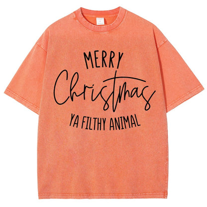 Merry Christmas Ya Filthy Animal Vintage Distressed T-shirt
