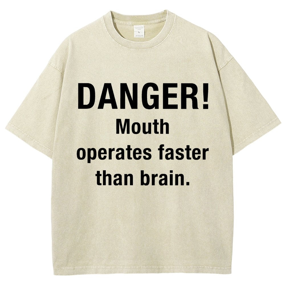 Danger Mouth Works Faster Than Brain Vintage Distressed T-shirt