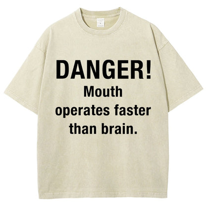 Danger Mouth Works Faster Than Brain Vintage Distressed T-shirt