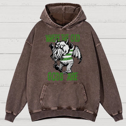 Where The Old Gods Are Vintage Distressed Hoodie