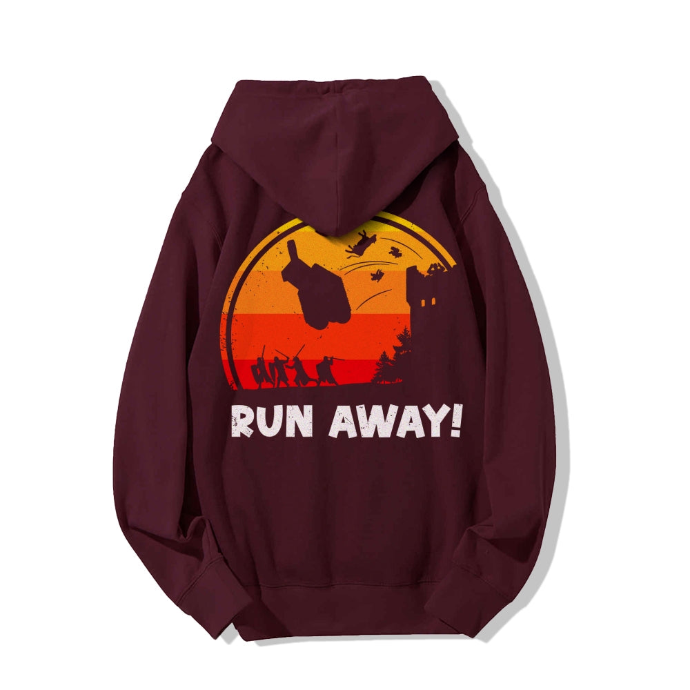 Run Away Printed Back Unisex Cotton Hoodie