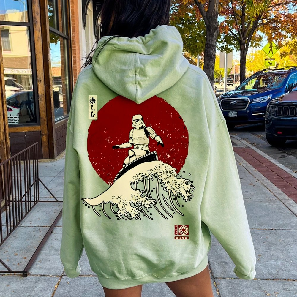 Cosmic Wave Printed Back Unisex Cotton Hoodie