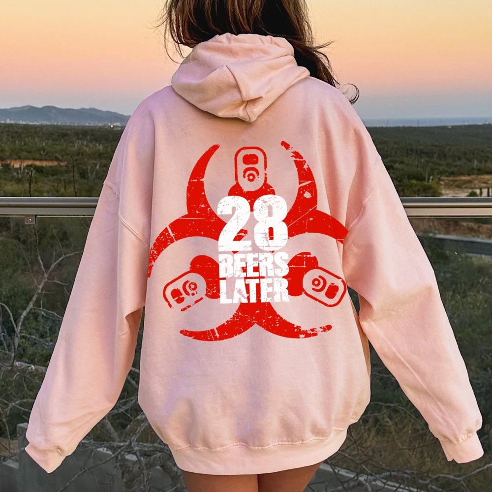 28 beers later Printed Back Unisex Cotton Hoodie