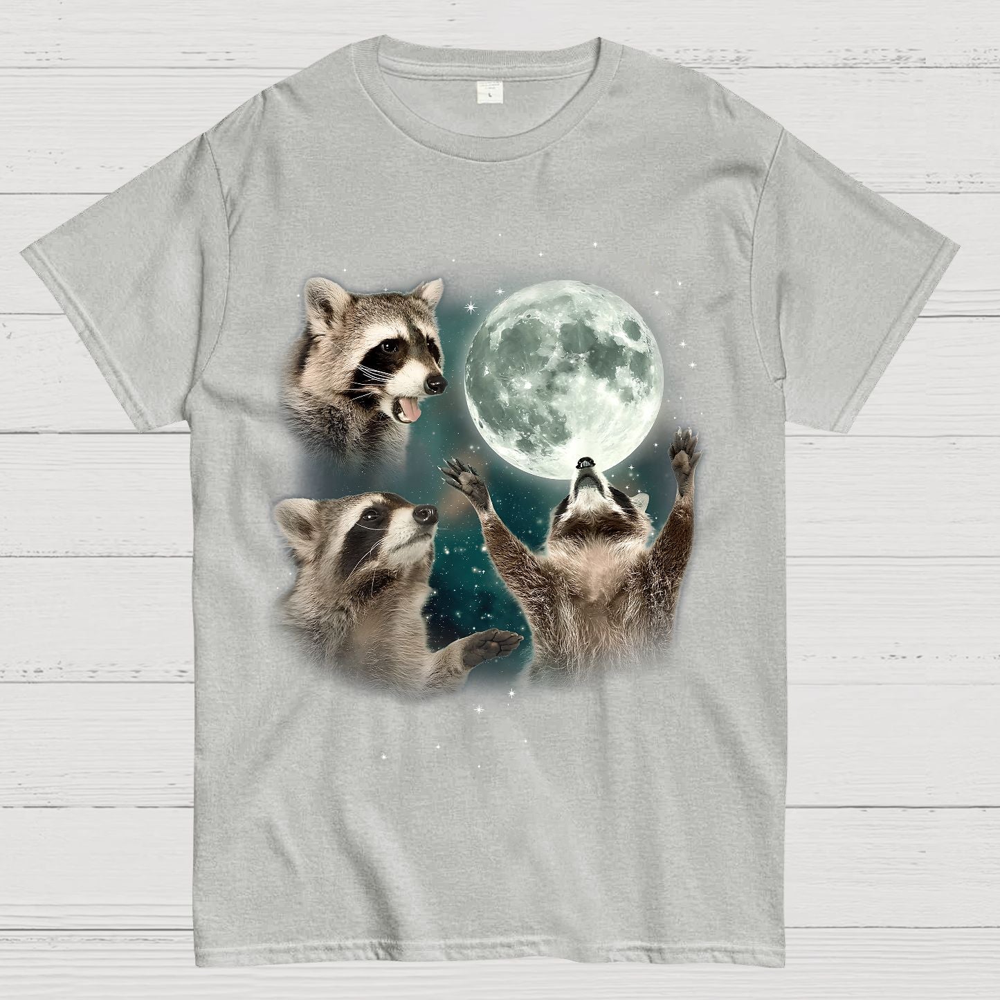 Three Raccoons Moon Geeky T-Shirt