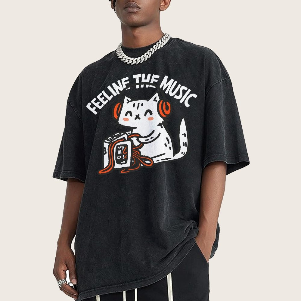 Feeline the Music Vintage Distressed T-shirt