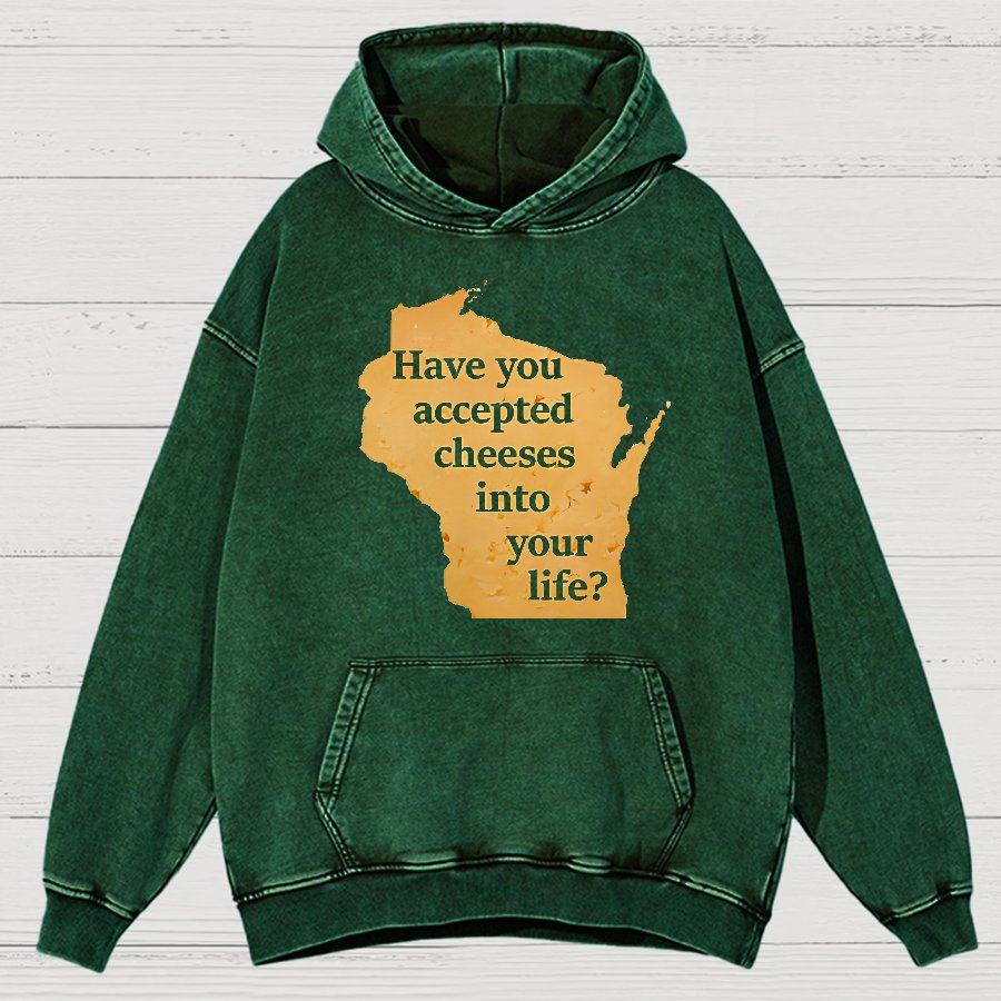 Wisconsin Cheese Pun Vintage Distressed Hoodie