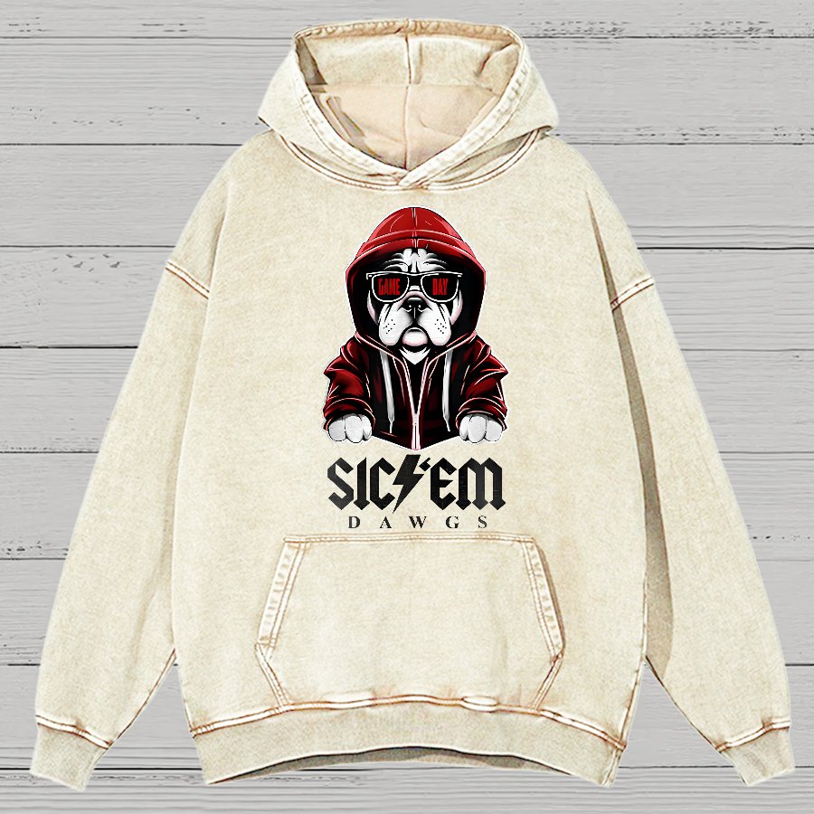 Bulldogs Football Spirit Game Day Retro Sports Vintage Distressed Hoodie