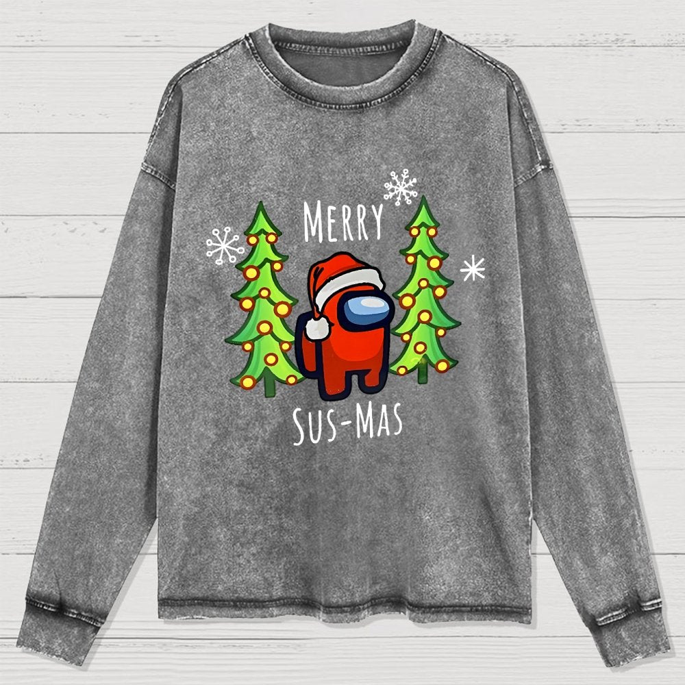 Merry Sus-Mas Christmas Washed Long Sleeve Tee