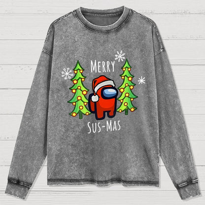 Merry Sus-Mas Christmas Washed Long Sleeve Tee