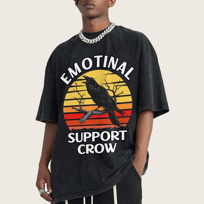 Emotional Support Crow Vintage Distressed T-shirt