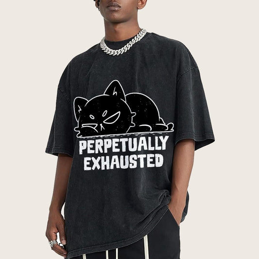 Perpetually Exhausted Cat Vintage Distressed T-shirt