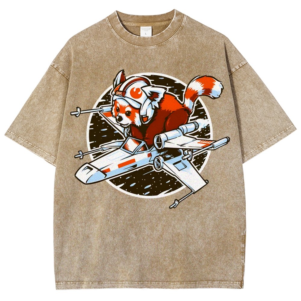 Red panda Standing By Vintage Distressed T-shirt