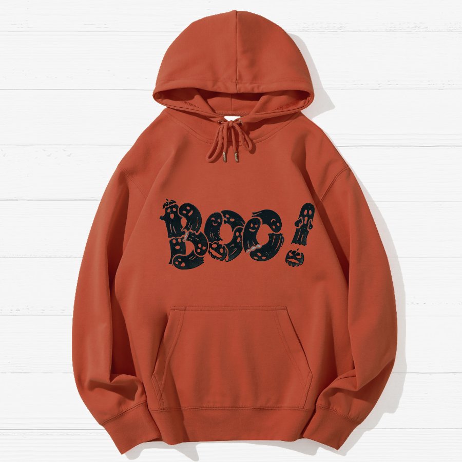 Boo - Funny Cute Ghost Typography Geek Cotton Hoodie