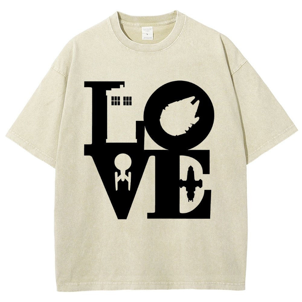 I Love SciFi Black Vintage Distressed T-shirt
