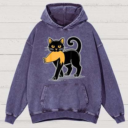 Black Cat Satire Vintage Distressed Hoodie
