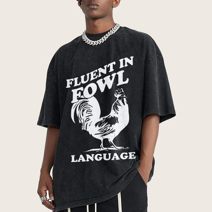 Chicken Turkey Fluent In Fowl Language Vintage Distressed T-shirt