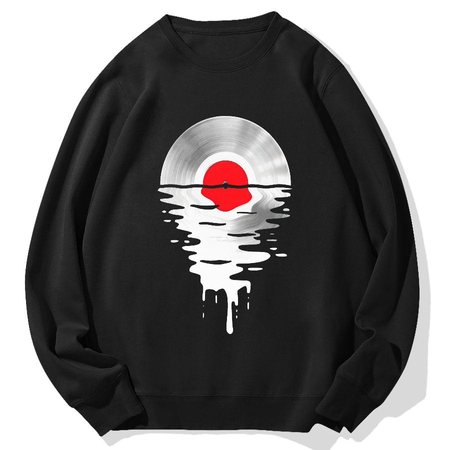 Vinyl LP Music Record Sunset Red Geek Cotton Sweatshirt