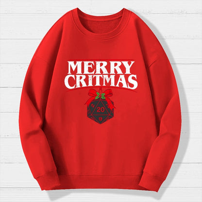 Merry Critmas D20 Holiday Geek Cotton Sweatshirt