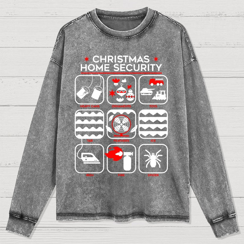 Christmas Home Security Washed Long Sleeve Tee