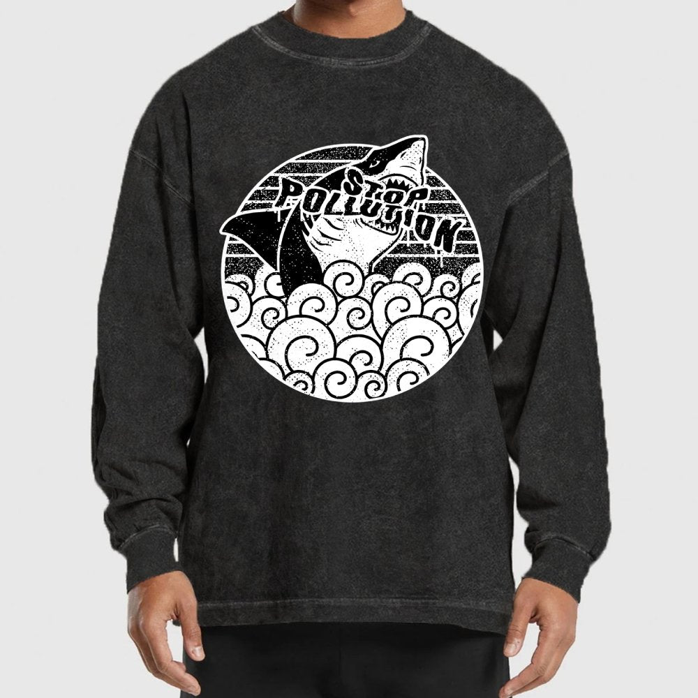 Stop pollution Washed Long Sleeve Tee