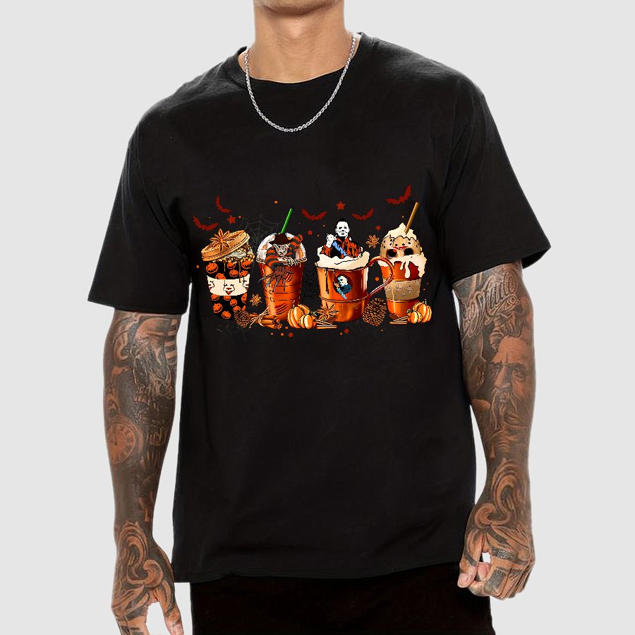 Skeleton Coffee Cups Halloween Geeky T-Shirt