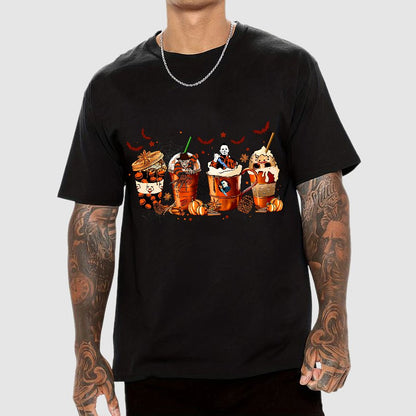 Skeleton Coffee Cups Halloween Geeky T-Shirt
