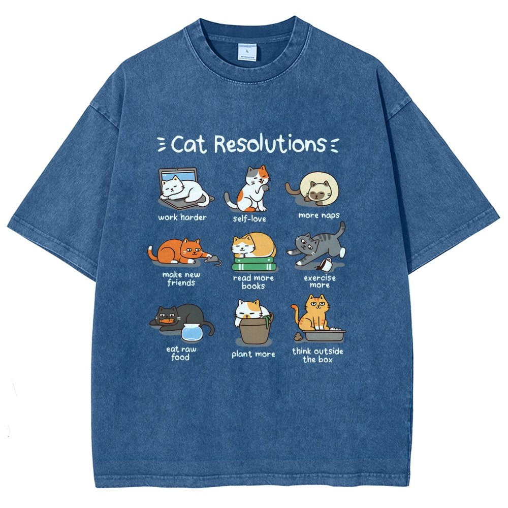 Cat Resolutions Vintage Distressed T-shirt