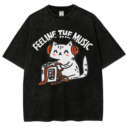 Feeline the Music Vintage Distressed T-shirt