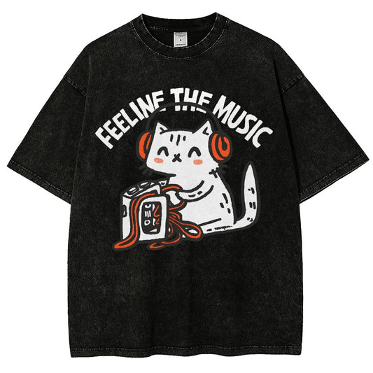 Feeline the Music Vintage Distressed T-shirt