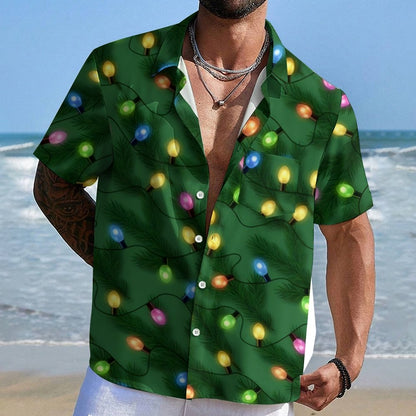 Spruce Tree Christmas Decoration Lights Print Geeky Shirt