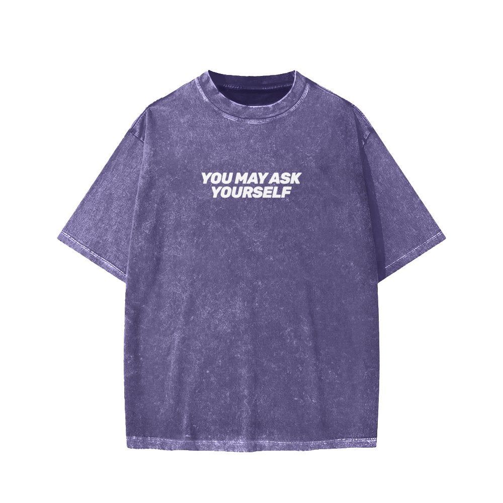 Techno Apocalypse Front And Back Printing Washed T-shirt