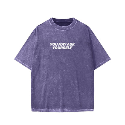 Techno Apocalypse Front And Back Printing Washed T-shirt
