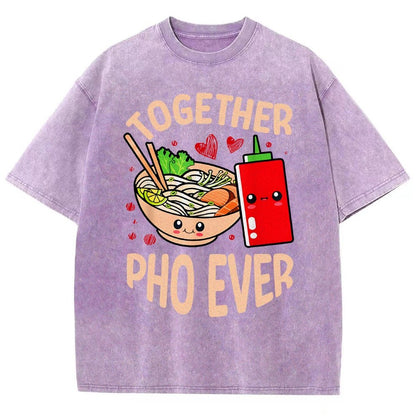Together Pho Ever Food Pun Vintage Distressed T-shirt