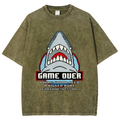 Game Over Shark Vintage Distressed T-shirt