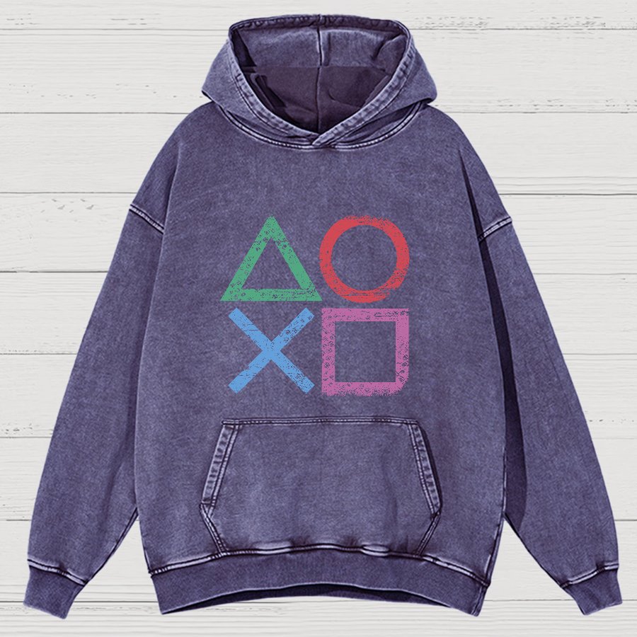 Gaming symbols Geeky Vintage Distressed Hoodie
