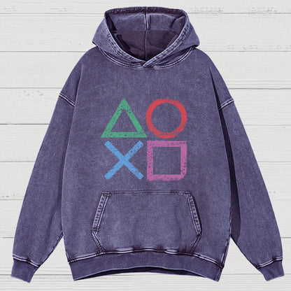 Gaming symbols Geeky Vintage Distressed Hoodie