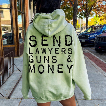 Send Lawyers Guns And Money Printed Back Unisex Cotton Hoodie