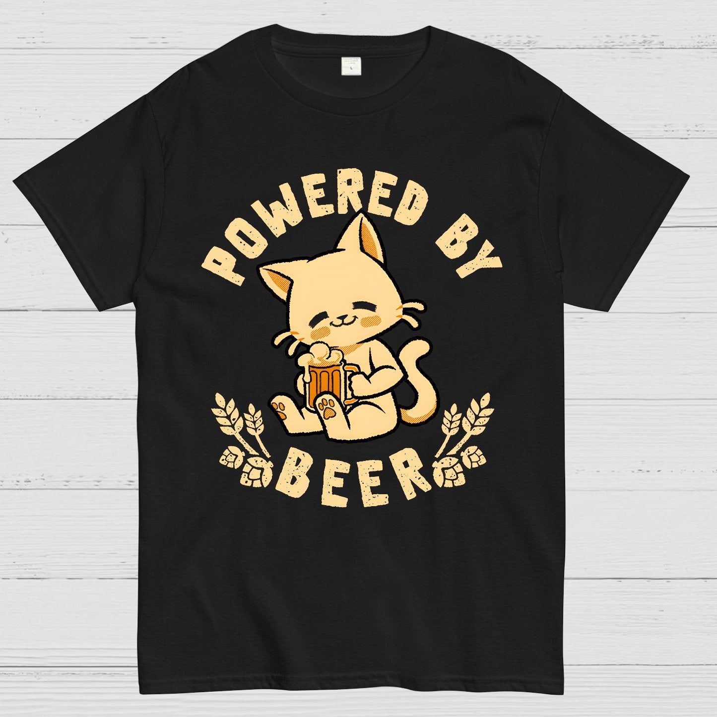 Powered By Beer Cat Geek T-Shirt