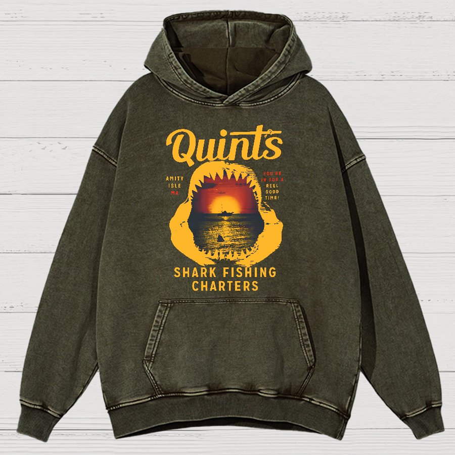 Captain's Shark Fishing Charters Vintage Distressed Hoodie