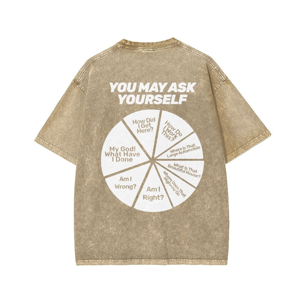 Techno Apocalypse Front And Back Printing Washed T-shirt