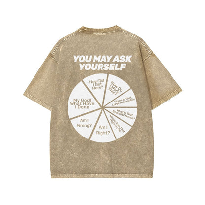 Techno Apocalypse Front And Back Printing Washed T-shirt