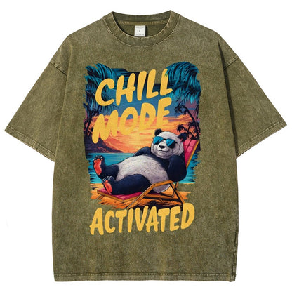 Giant Panda Holiday Art Print Vintage Distressed T-shirt