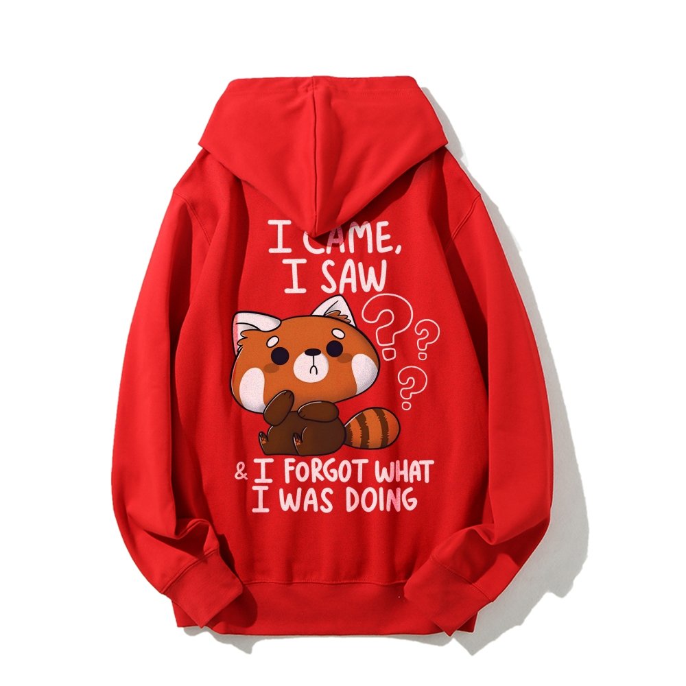 Forgetful Red Panda Printed Back Unisex Cotton Hoodie